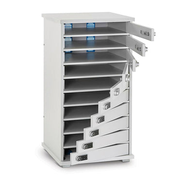 lapcabby lyte 16 multi door | 16-device static ac charging locker for laptops, tablets & chromebooks up to 15